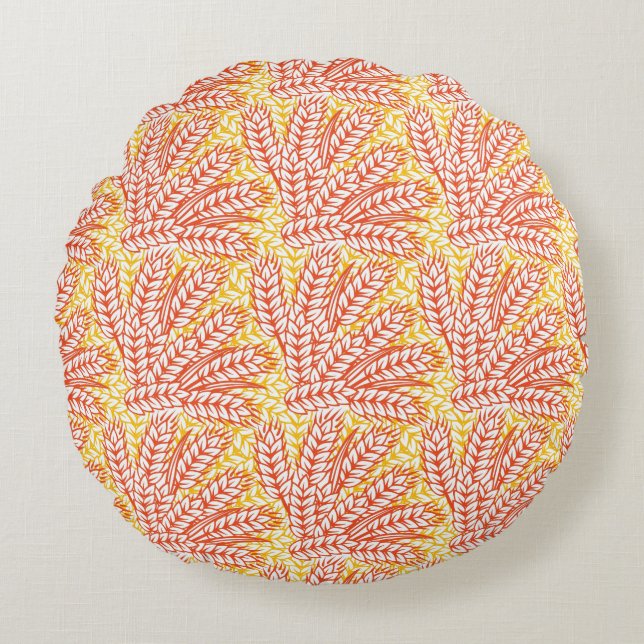 Ornament with wheat ears round pillow (Front)