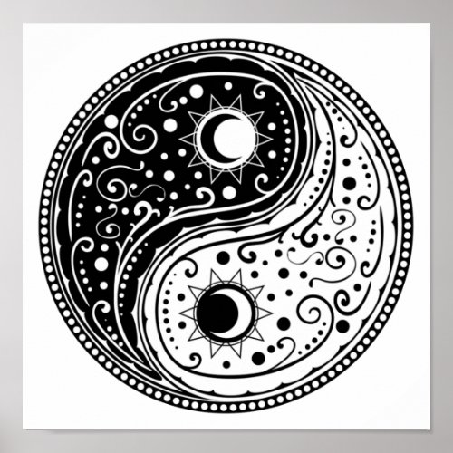 Ornament yin yang sign paisley design