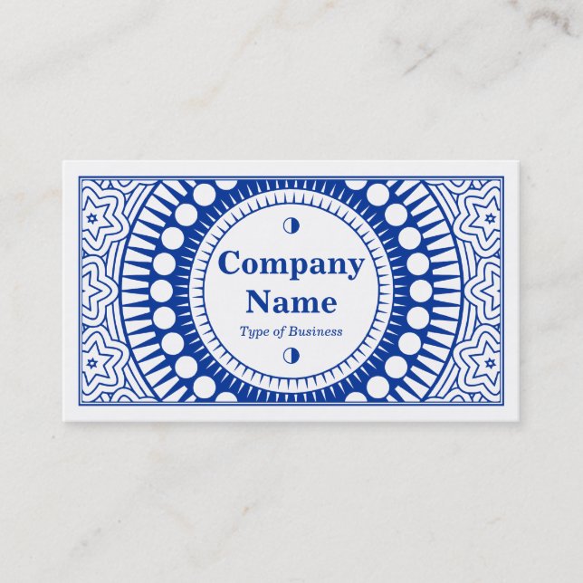 Ornamental 01 - Navy Blue on White Business Card (Front)