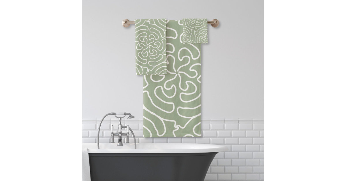 Ornamental abstract sage green pattern bath towel set Zazzle