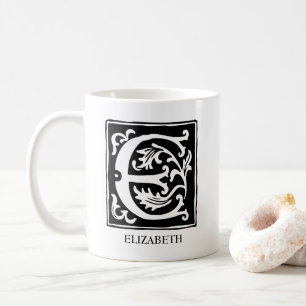 Ornamental Alphabet Letter E Monogrammed Coffee Mug
