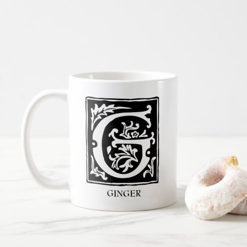 Ornamental Alphabet Letter G Monnogrammed Name Coffee Mug