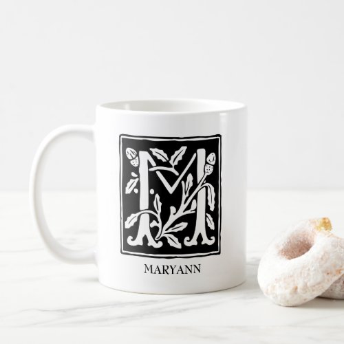Ornamental Alphabet Letter M Personalized Coffee Mug