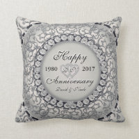 Ornamental Anniversary Custom Monogram Throw Pillow