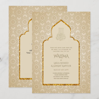 Ornamental Bilingual WALIMA Nikah Muslim Wedding Invitation