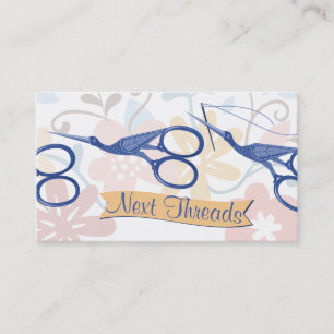 Ornamental bird stork scissors sewing seamstress business card