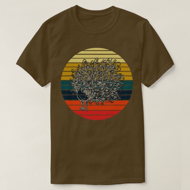 Ornamental Bird Zoo Animal Retro Peacock T-Shirt (Design Front)
