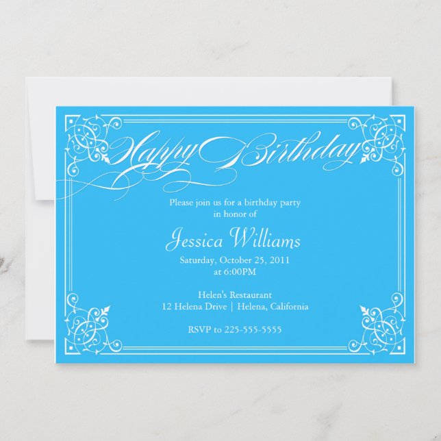 Ornamental Birthday Party Invitation (Front)