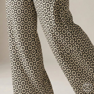Ornamental Black And Beige Geometric Pattern Fabric