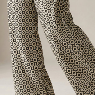 Ornamental Black And Beige Geometric Pattern Fabric