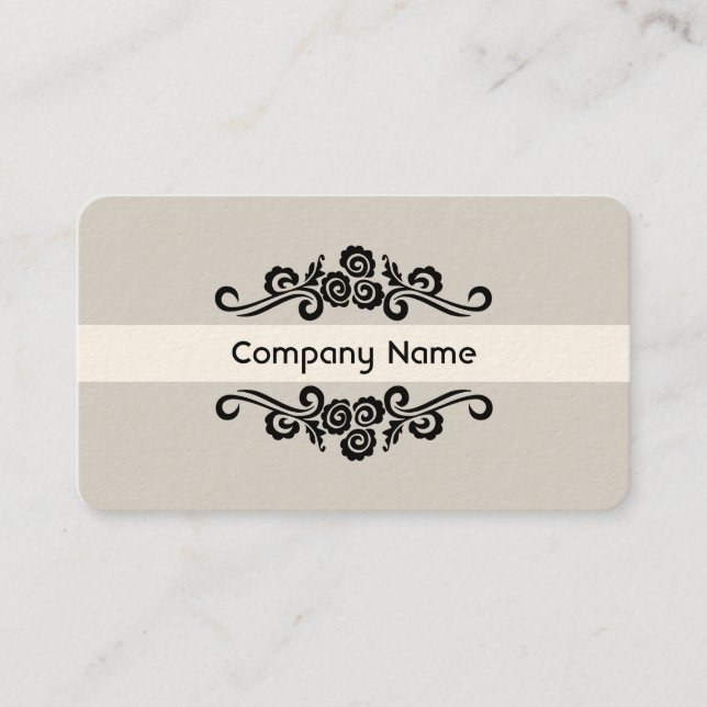 Ornamental - Black and Light Gray (Gold) Business Card (Front)