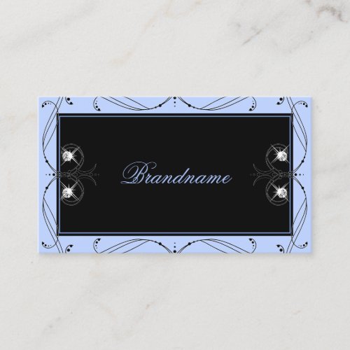 Ornamental Black Blue Sparkling Diamonds Ornate Business Card