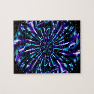 Ornamental Blue and Purple Fractal Art Jigsaw Puzzle