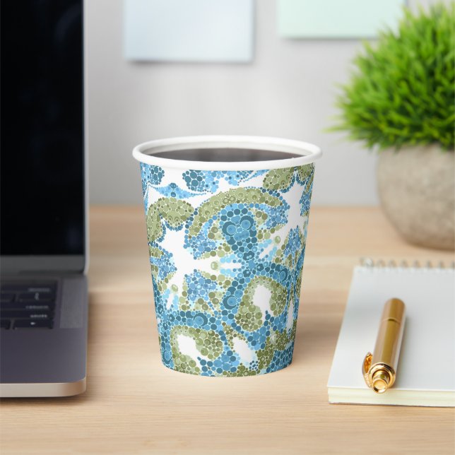 ornamental blue green white decor decoration paper cups (Insitu)