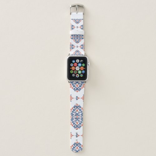 Ornamental Blue Orange Vintage Seamless Apple Watch Band