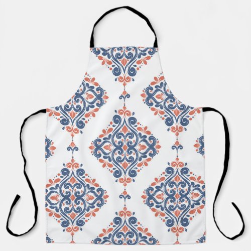 Ornamental Blue Orange Vintage Seamless Apron