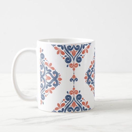 Ornamental Blue Orange Vintage Seamless Coffee Mug