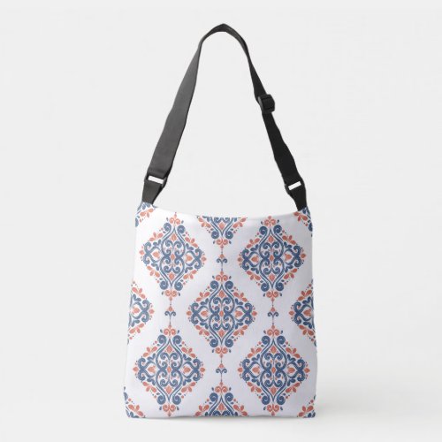 Ornamental Blue Orange Vintage Seamless Crossbody Bag