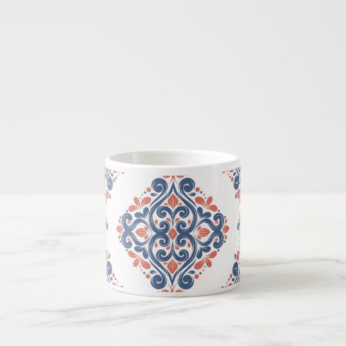 Ornamental Blue Orange Vintage Seamless Espresso Cup