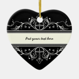 Ornamental border black white custom ornament