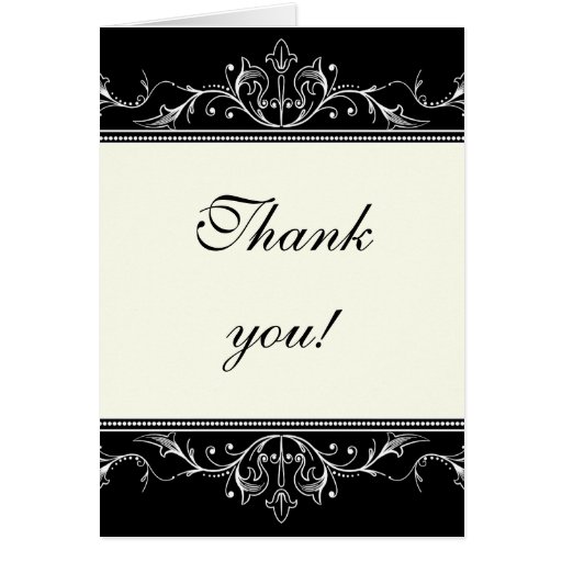 Ornamental border black white Thank you note card | Zazzle