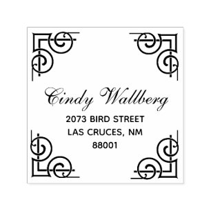 Ornamental Border Custom Name Address Mailing Self Self-inking Stamp