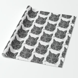 Ornamental Cat Head Wrapping Paper