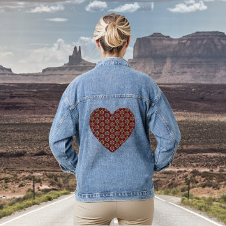 Ornamental Cherry Blossom Pattern Denim Jacket