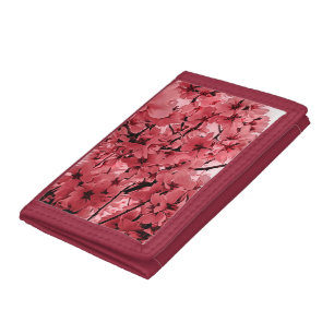 Ornamental Cherry Branches Pink Stylized Tri-fold Wallet