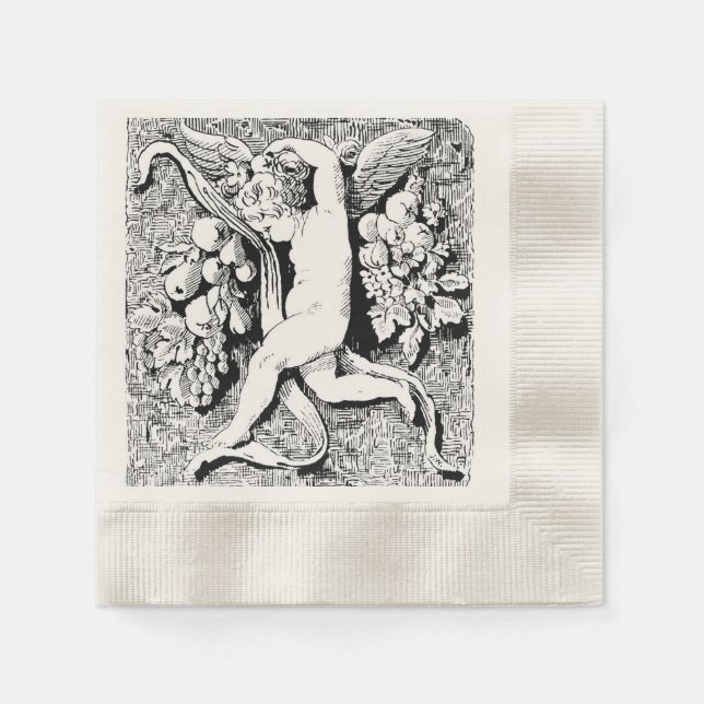 Ornamental Cherub Cocktail Paper Napkin (Front)