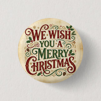 Ornamental Christmas Calligraphy Button