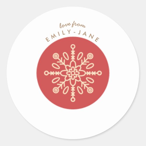 Ornamental Christmas Holiday Snowflake Classic Round Sticker