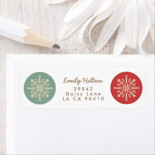 Ornamental Christmas Holiday Snowflake Label