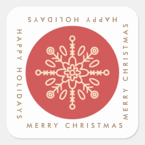 Ornamental Christmas Holiday Snowflake Square Sticker