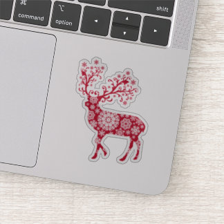Ornamental Christmas reindeer with snowflakes Sticker