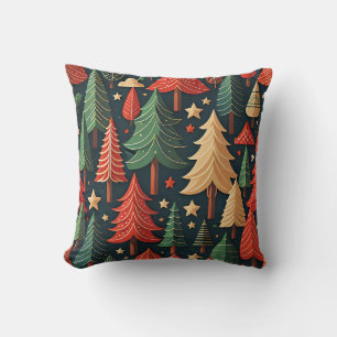 Ornamental Christmas Tree pattern Throw Pillow