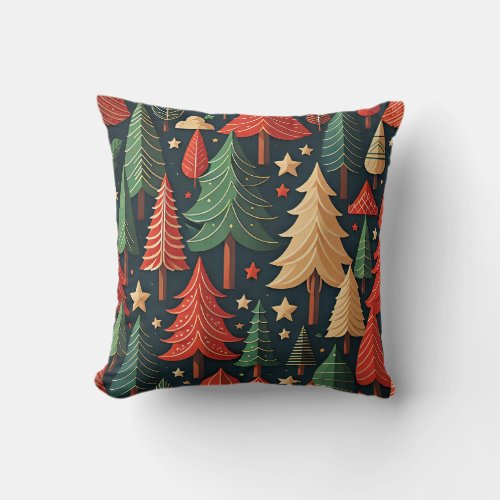 Ornamental Christmas Tree pattern Throw Pillow