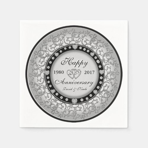 Ornamental Custom Anniversary Paper Napkins