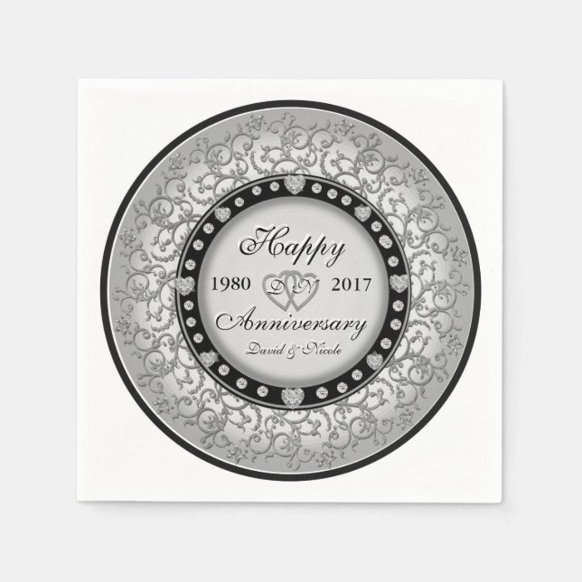 Ornamental Custom Anniversary Paper Napkins (Front)
