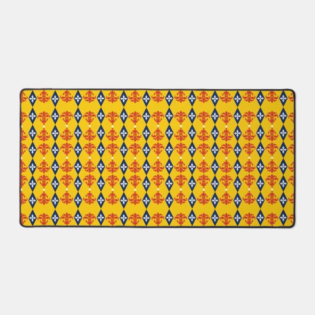 Ornamental Damask Stripe Desk Mat (Front)