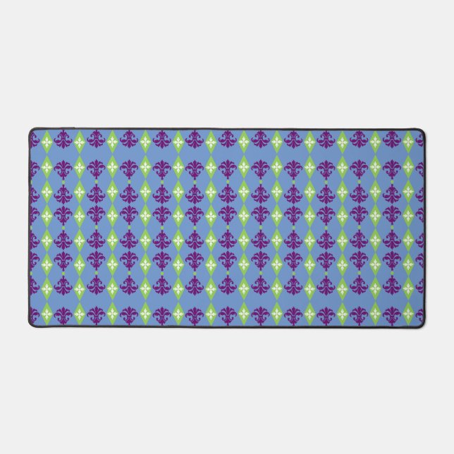 Ornamental Damask Stripe Desk Mat (Front)