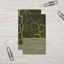 Ornamental Deco Green Spiral Vines Pattern Nature Business Card