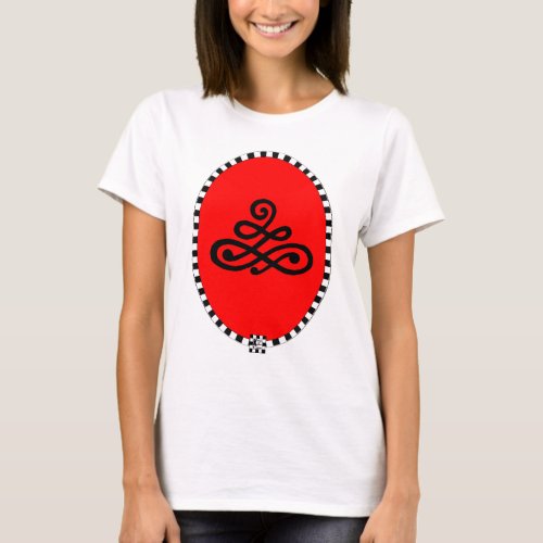 Ornamental Design in Red Oval T_Shirt