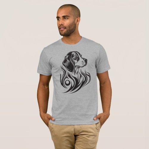 Ornamental Dog Logo Beagle Breed T_Shirt