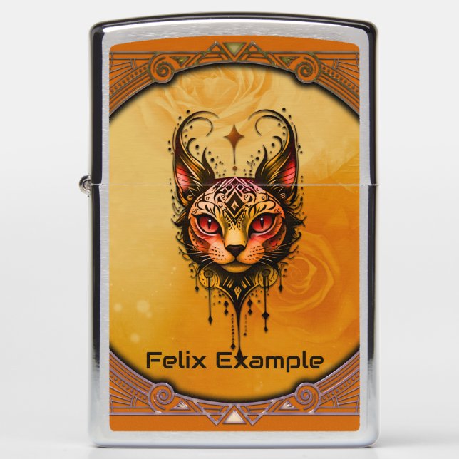 Ornamental elegance: A portrait of a cat.  Zippo Lighter (Front)