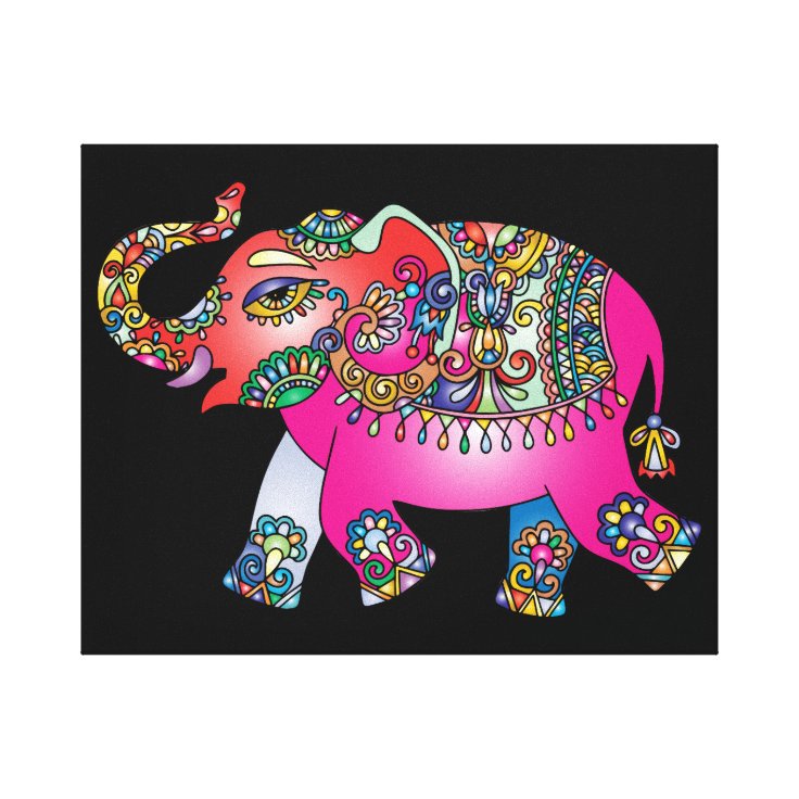 ornamental elephant wrapped canvas | Zazzle