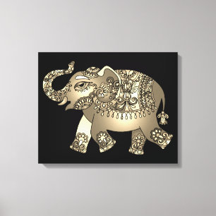 ornamental elephant wrapped canvas print