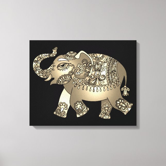 ornamental elephant wrapped canvas print (Front)
