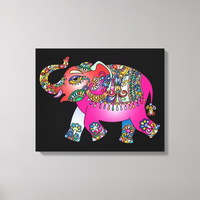 ornamental elephant wrapped canvas print (Front)