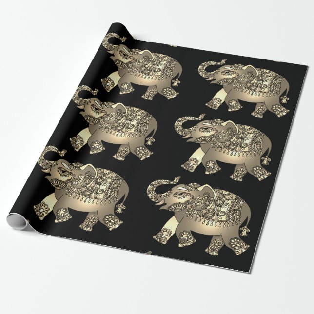 ornamental elephant wrapping paper (Unrolled)